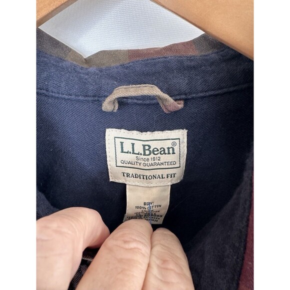 Vintage LL Bean Mens canvas Flannel Plaid Lined Barn Chore Shirt Jacket Sz XLT - Picture 8 of 13